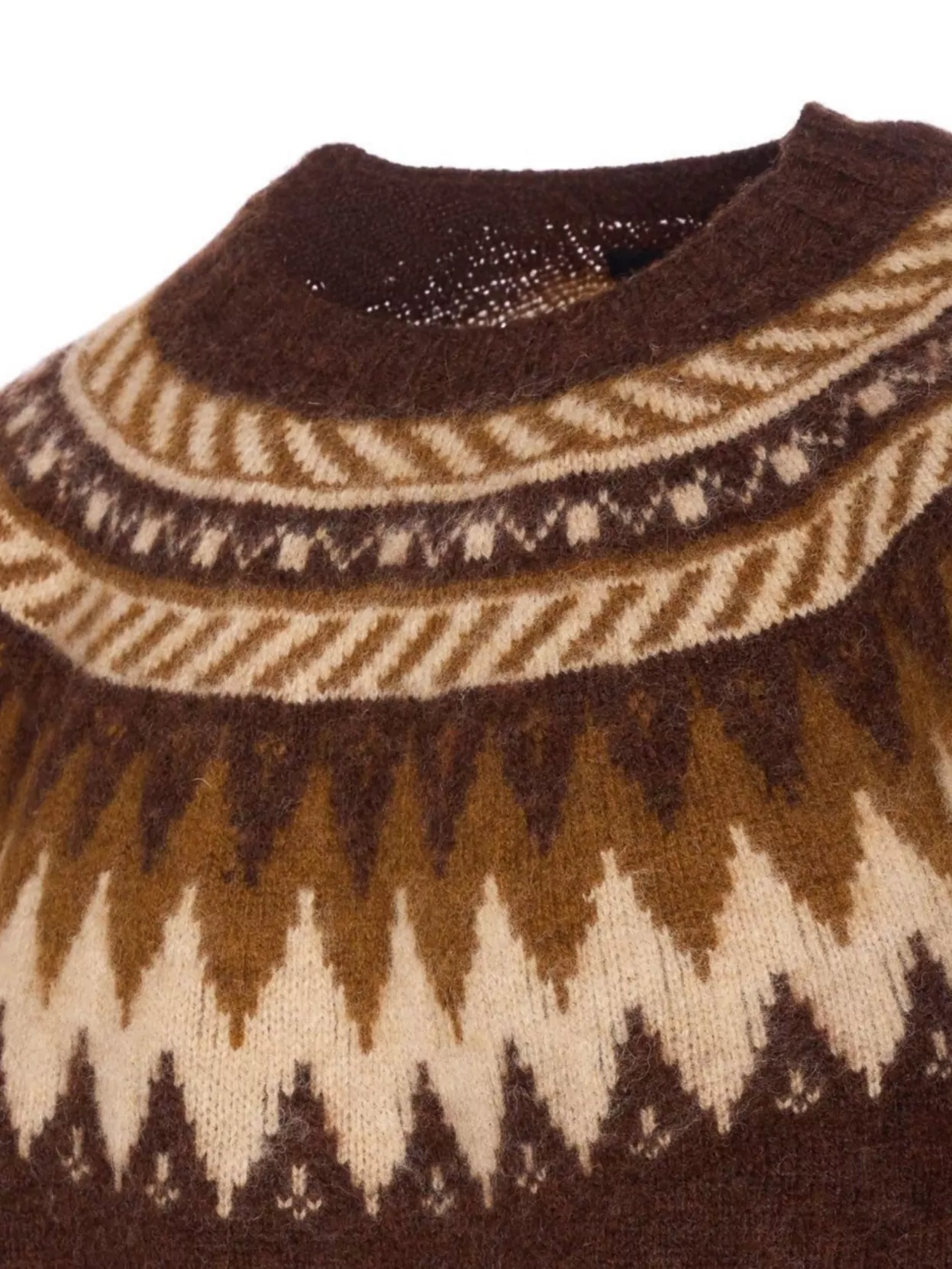 Howlin' Geometric Pattern Crewneck Sweater Long Sleeves In Brown