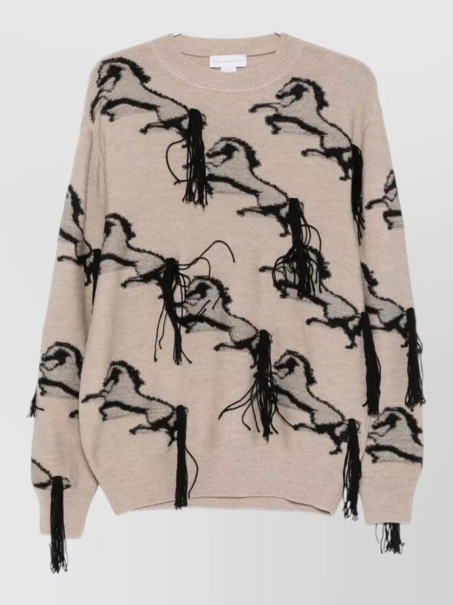 Stella Mccartney virgin wool ribbed crew neck embroidered jumper