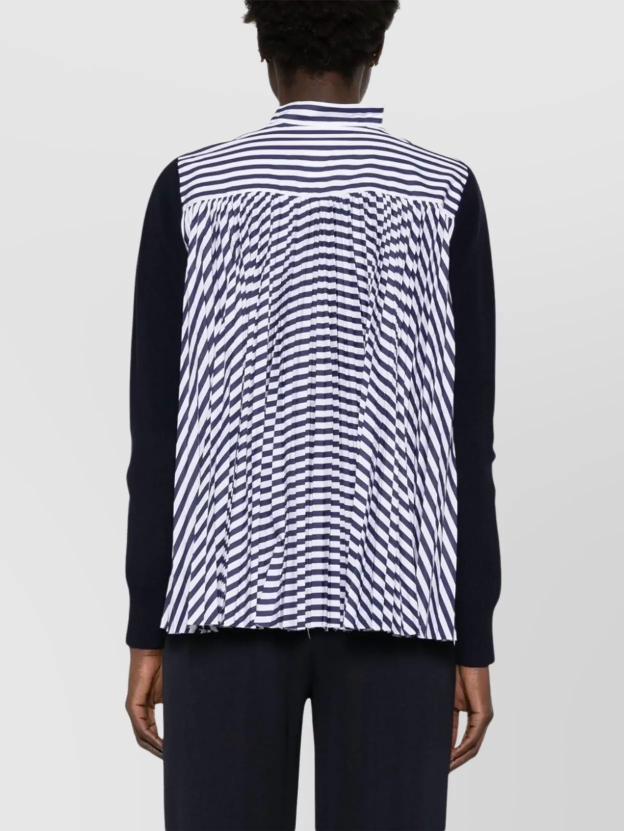 Sacai Knit Cardigan With V-neck And Striped Pattern