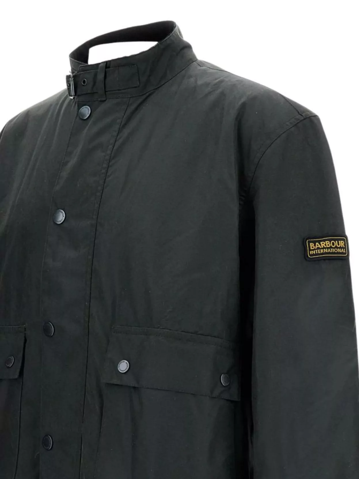 Barbour International Waxed Cotton Jacket High Neck