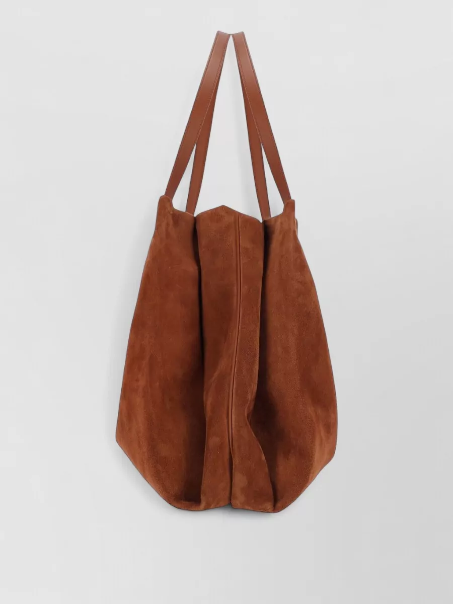 Ferragamo Tote Bag Dual Handles Metal Hardware Suede