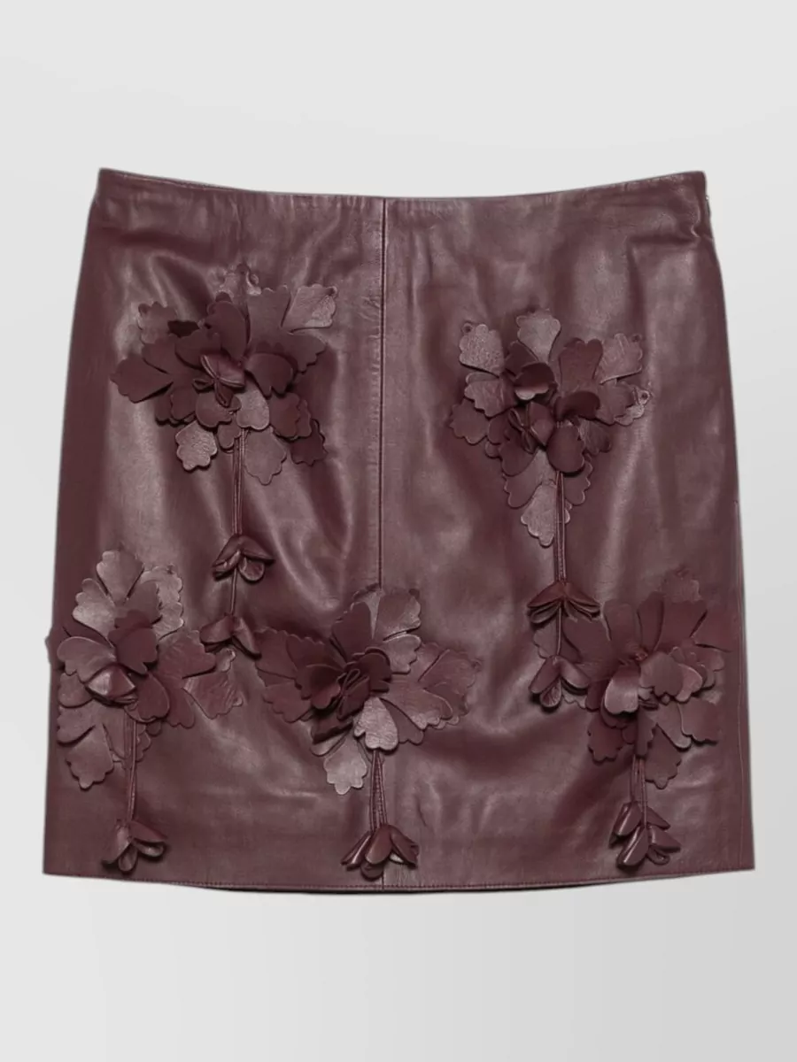 Alberta Ferretti faux leather floral appliqué mini skirt