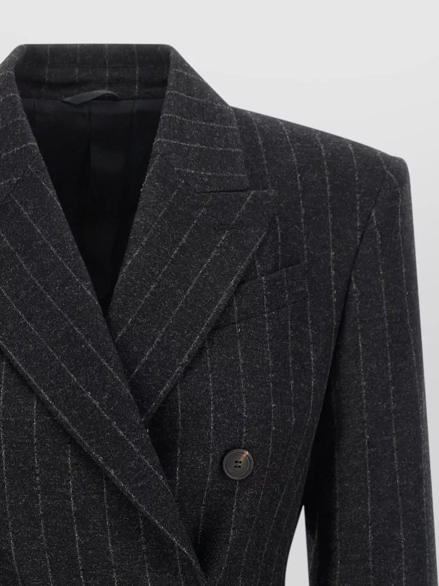 Brunello Cucinelli Wool Cashmere Pinstripe Double-Breasted Blazer
