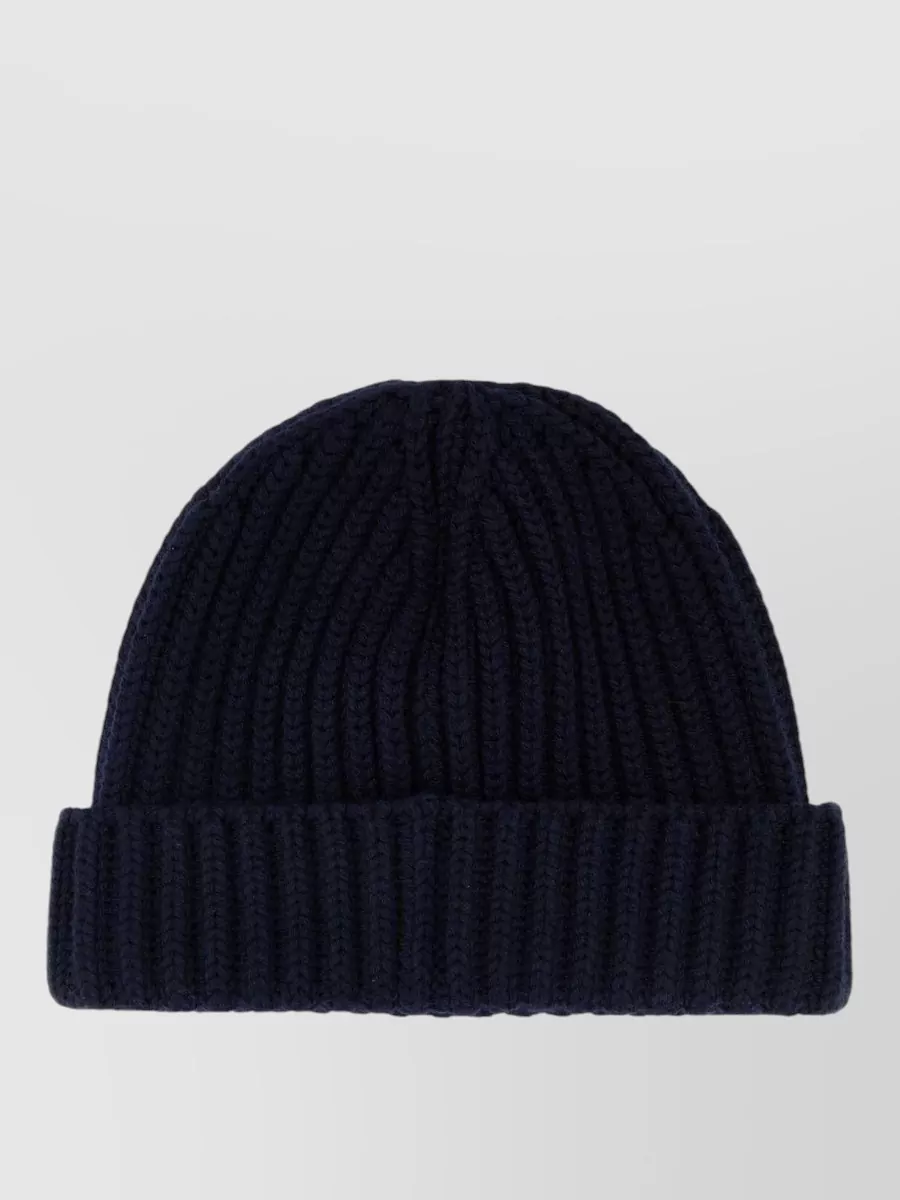 Prada Wool Beanie Hat Folded Cuff Ribbed