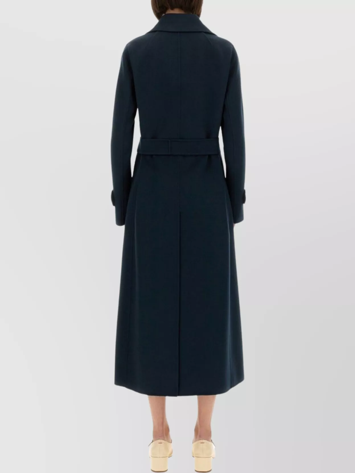 S Max Mara Long Double-Breasted Coat Belted Waist