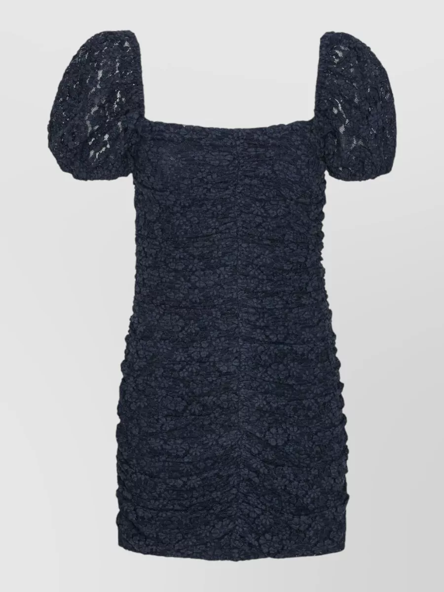Rotate Lace square neck puff sleeve mini dress