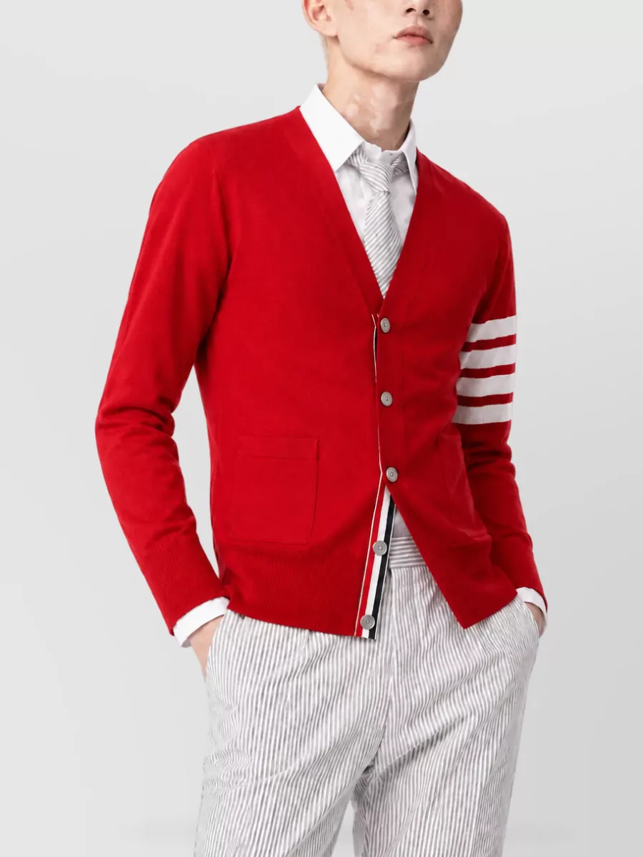 Thom Browne Fine-Knit Wool V-Neck Cardigan
