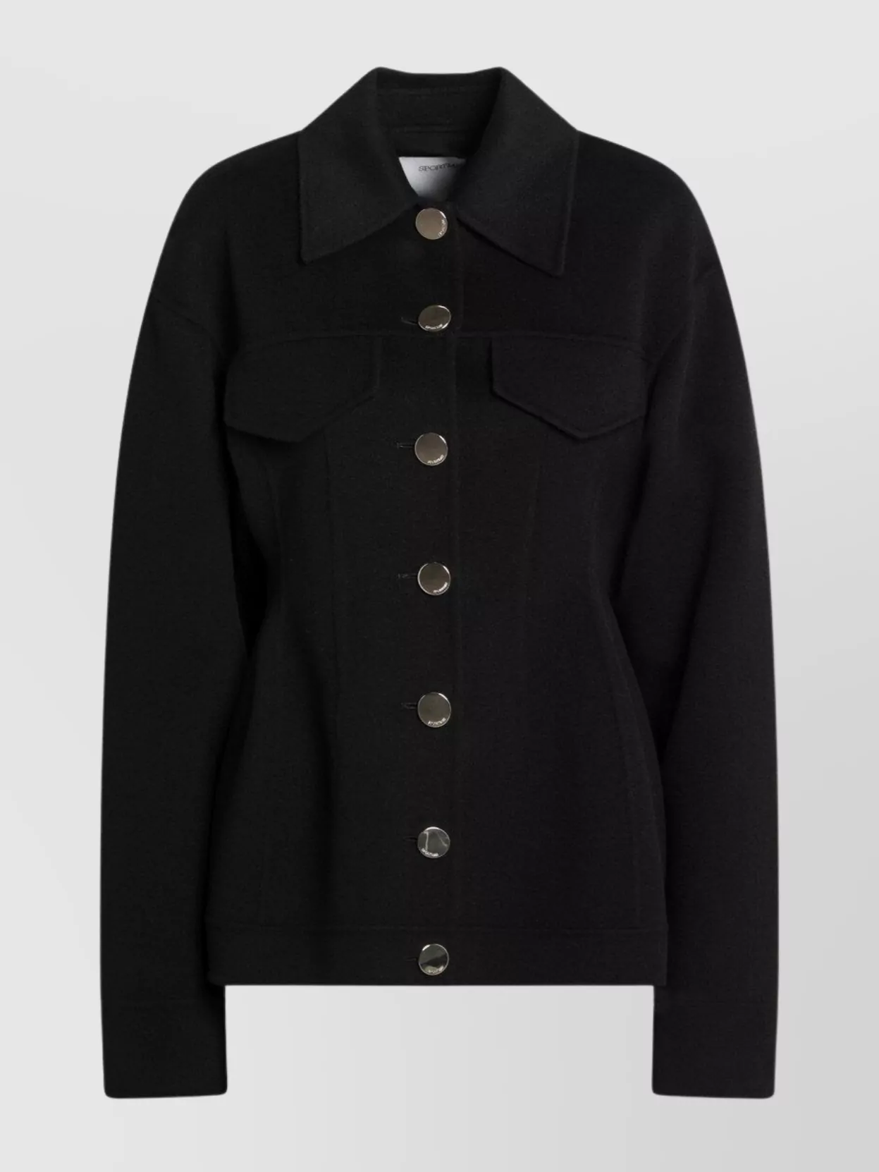 Sportmax Wool Jacket With Collar And Flap Pockets In Black