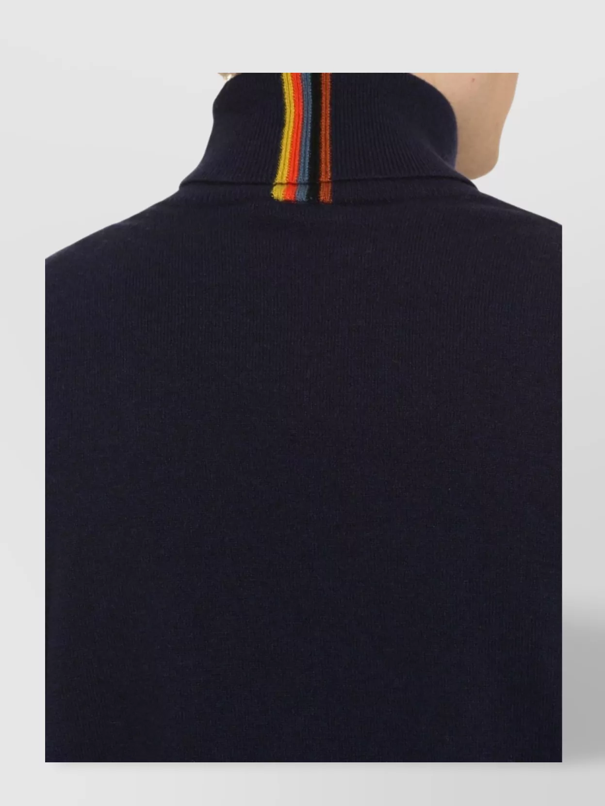 Paul Smith Ribbed Knit Turtleneck Sweater With Stripe Detail