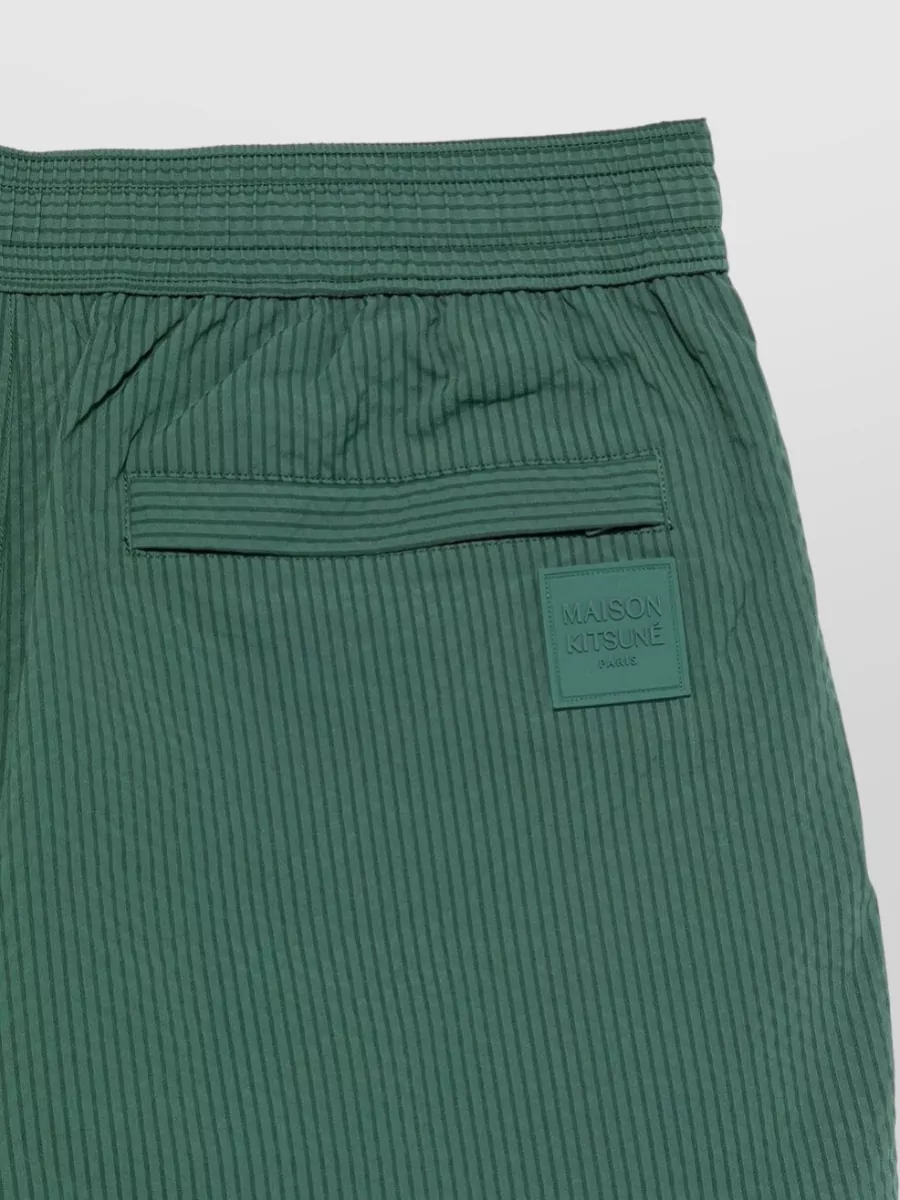 Maison Kitsuné Striped Seersucker Swim Shorts