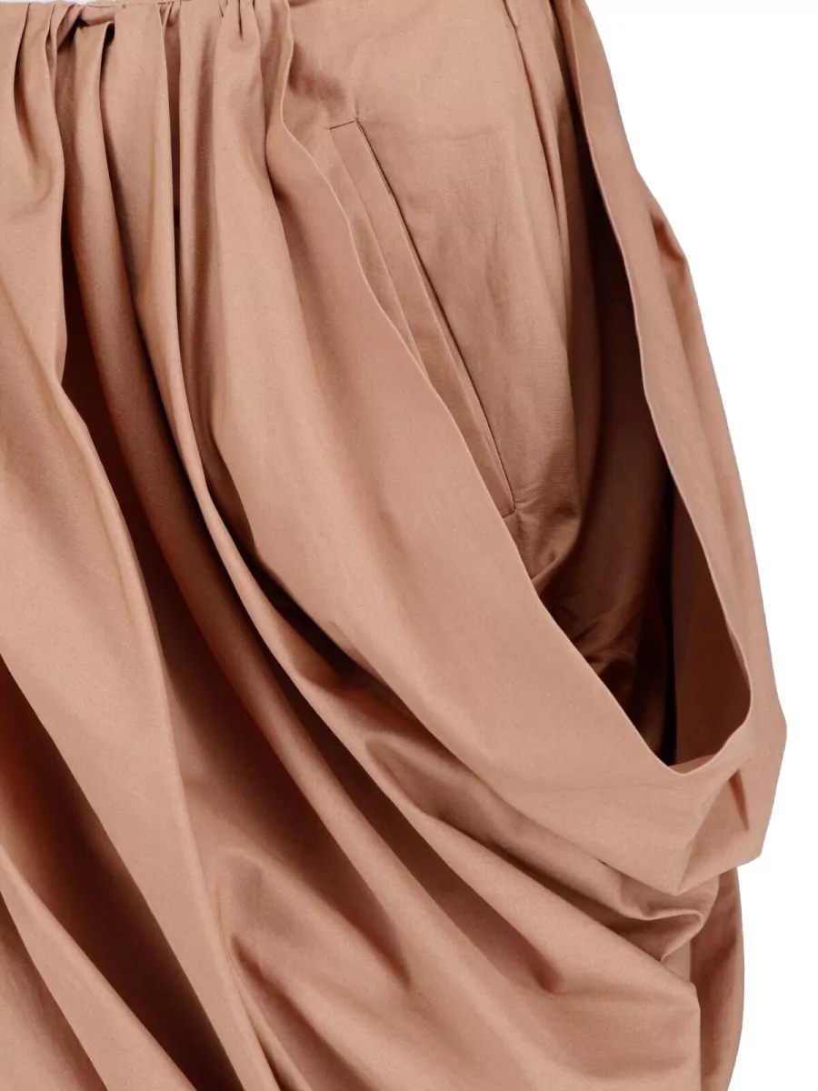 Chloé Cotton Draped Gathered Asymmetric Wrap Midi Skirt