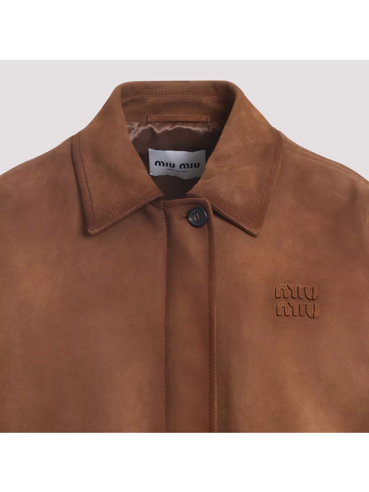 Miu Miu Lamb Leather Jacket Dropped Shoulders In Brown