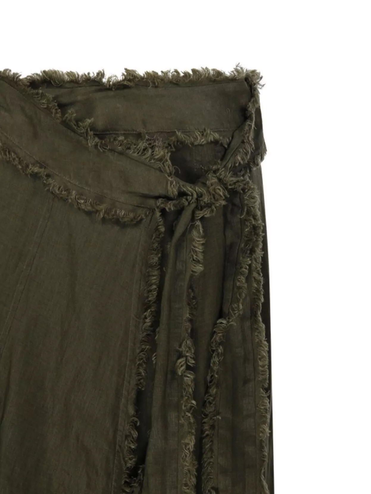 P.A.R.O.S.H FRAYED EDGE MIDI LENGTH TIE WRAP SKIRT