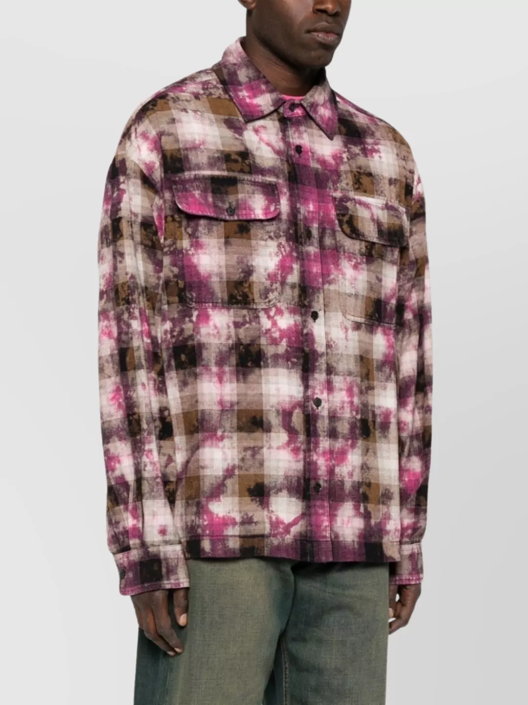 Palm Angels Checked Logo Shirt Ls - Off