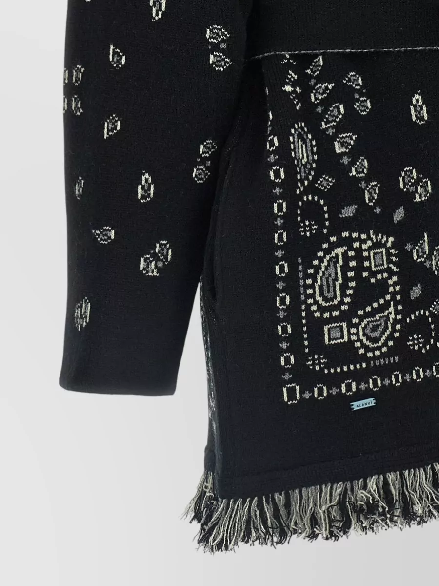 Alanui Cashmere Bandana Fringed Belted Cardigan