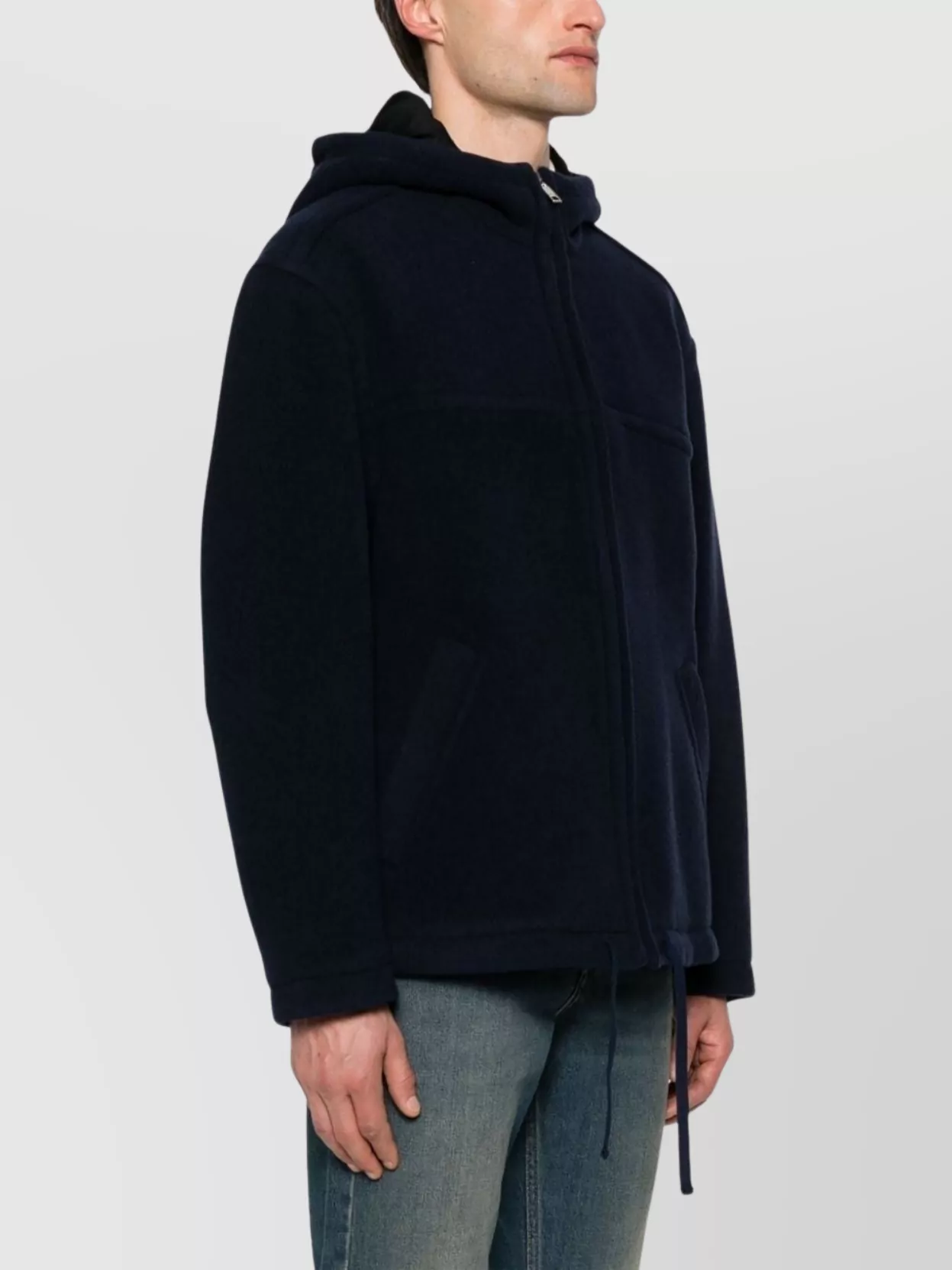 Isabel Marant Hooded Wool Blend Jacket With Drawstring Waistband In Black