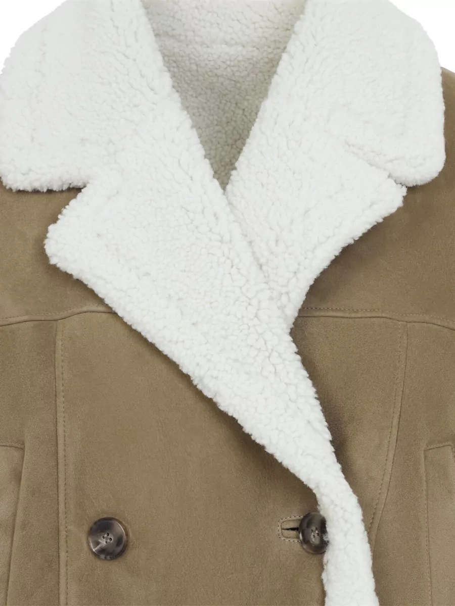 Yves Salomon Shearling Double-Breasted Short Coat