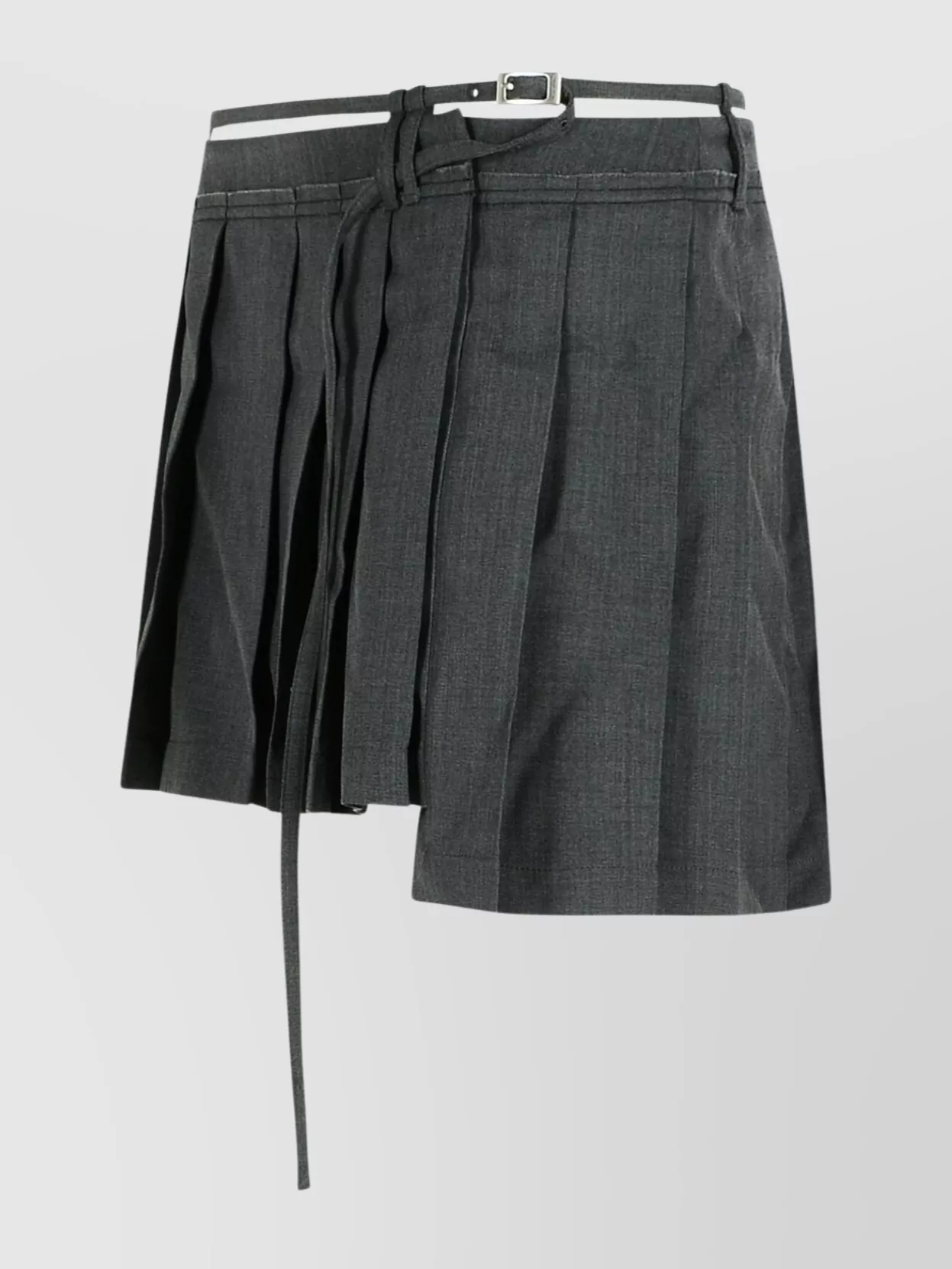 Acne Studios Wool Blend Pleated Skirt With Belted Waist