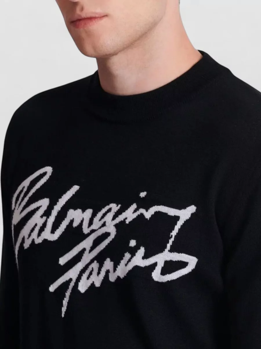 Balmain Logo Knit Sweater Round Neck