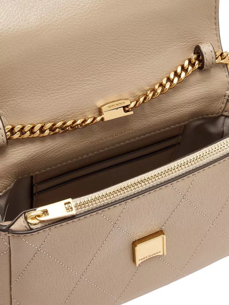 Tory Burch Leather Quilted Top Handle Chain Wallet