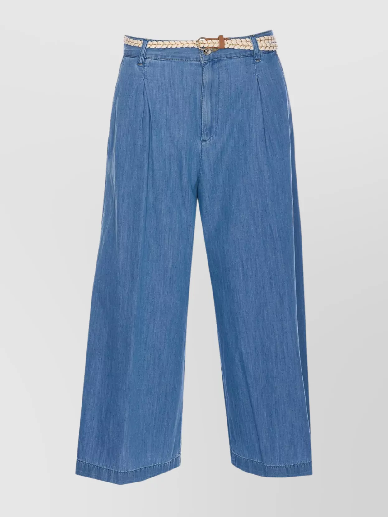 LIU •JO HIGH WAIST DENIM SHORTS WITH WOVEN BELT