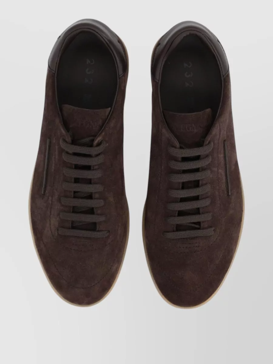 Zegna Low Top Suede Sneakers Round Toe