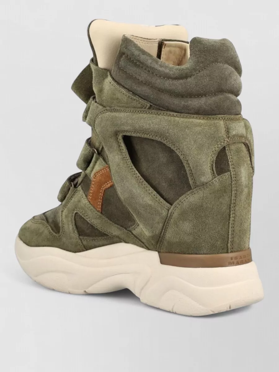 Isabel Marant Calf Suede Leather Cutout High-Top Wedge Sneakers