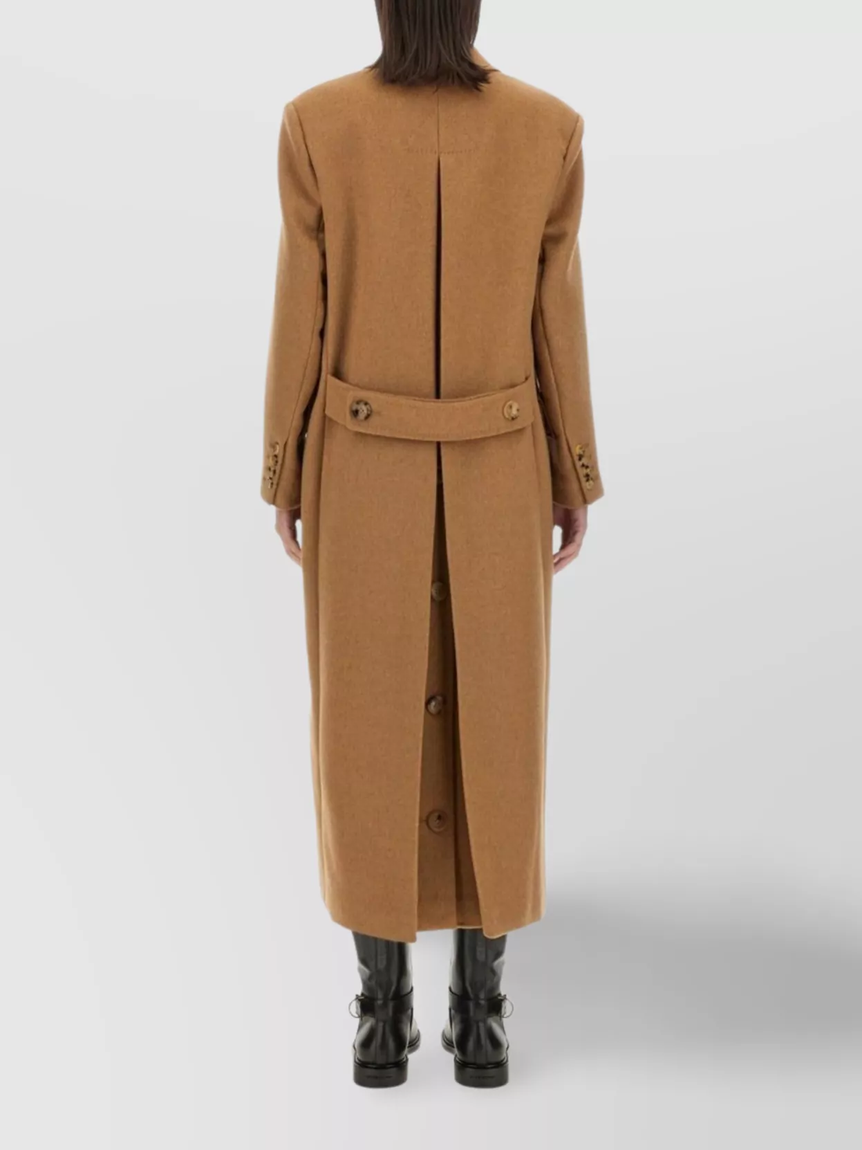 Max Mara Double Breasted Long Coat With Flap Pockets