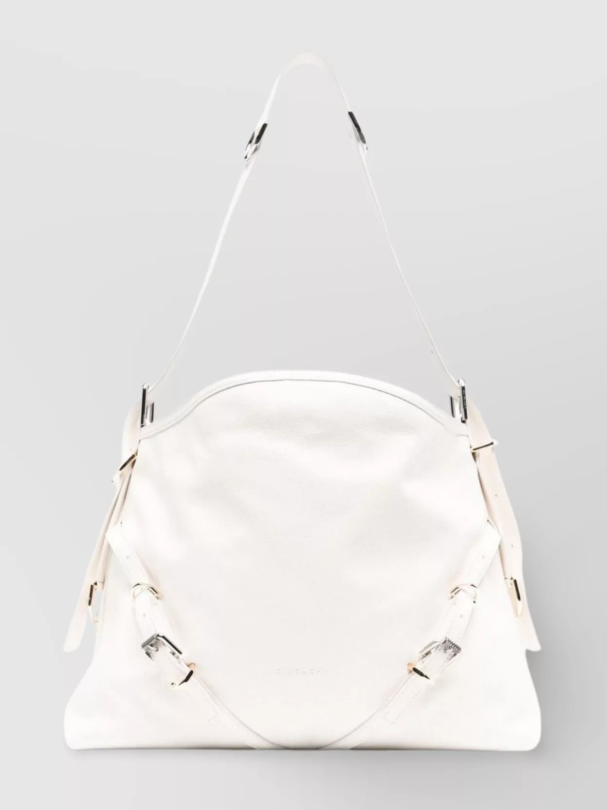 Shop Givenchy Medium Leather Shoulder Bag With Adjustable Strap In White