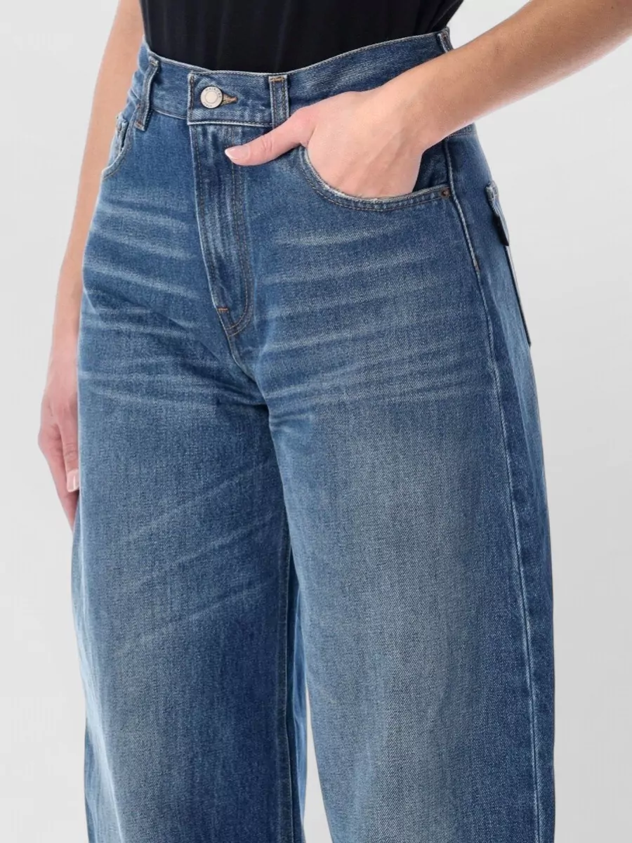 Haikure Bibi Denim Trousers Contrast Stitching Belt Loops