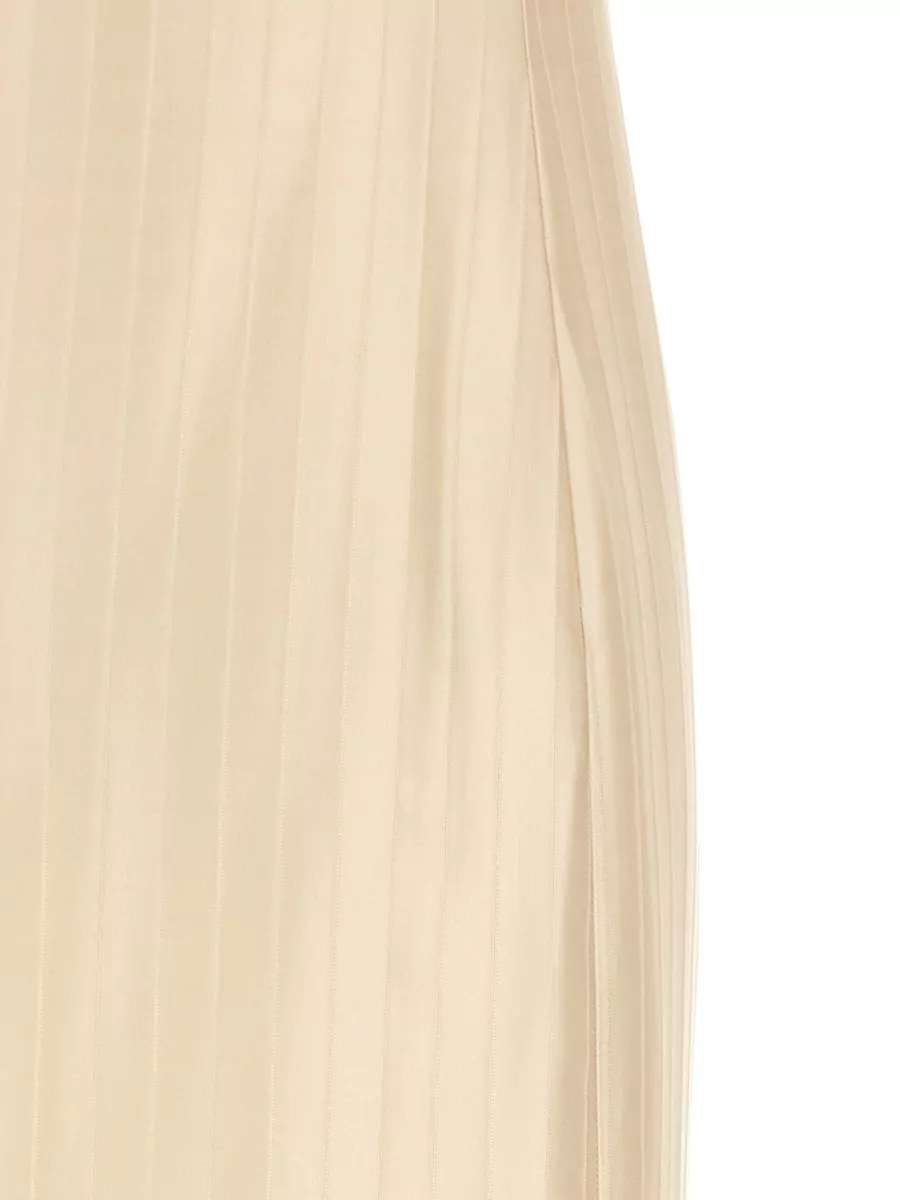 Loulou Studio Silk Blend Off-The-Shoulder Sleeveless Striped Midi Sheath Dress