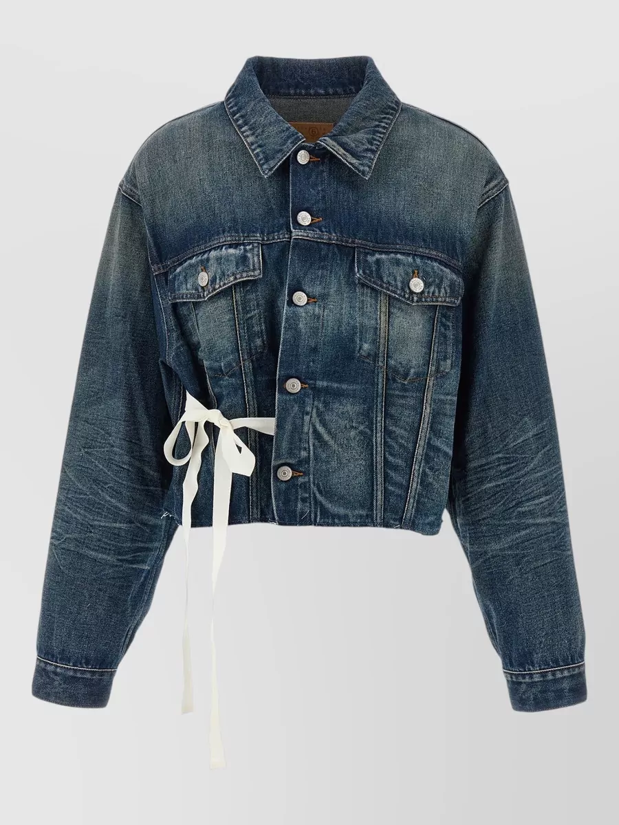 Mm6 Maison Margiela denim asymmetric cropped jacket