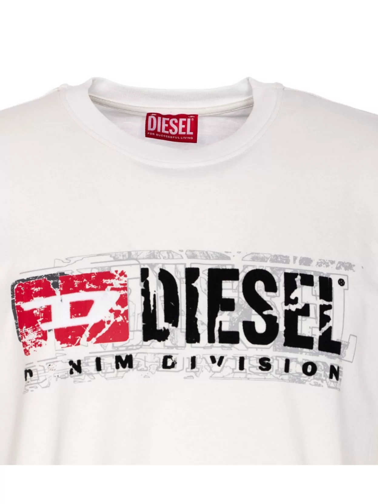 Diesel Crewneck Graphic Print T-shirt With Velvet Logo In White