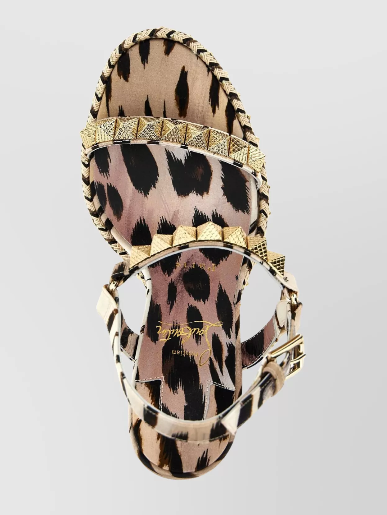 CHRISTIAN LOUBOUTIN STRAPPY WEDGE HEEL SANDALS WITH STUDDED ACCENTS