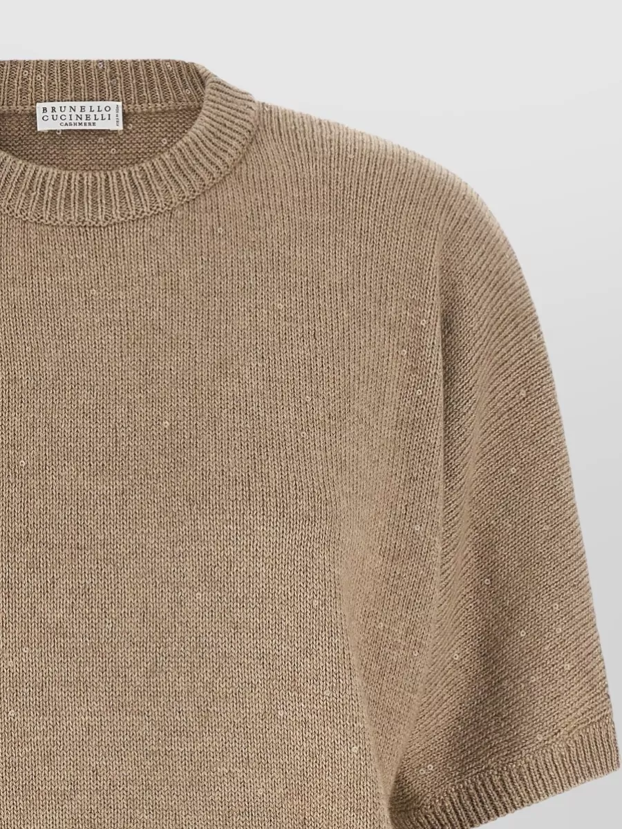 Brunello Cucinelli Cashmere Silk Ribbed Short-Sleeve Sweater