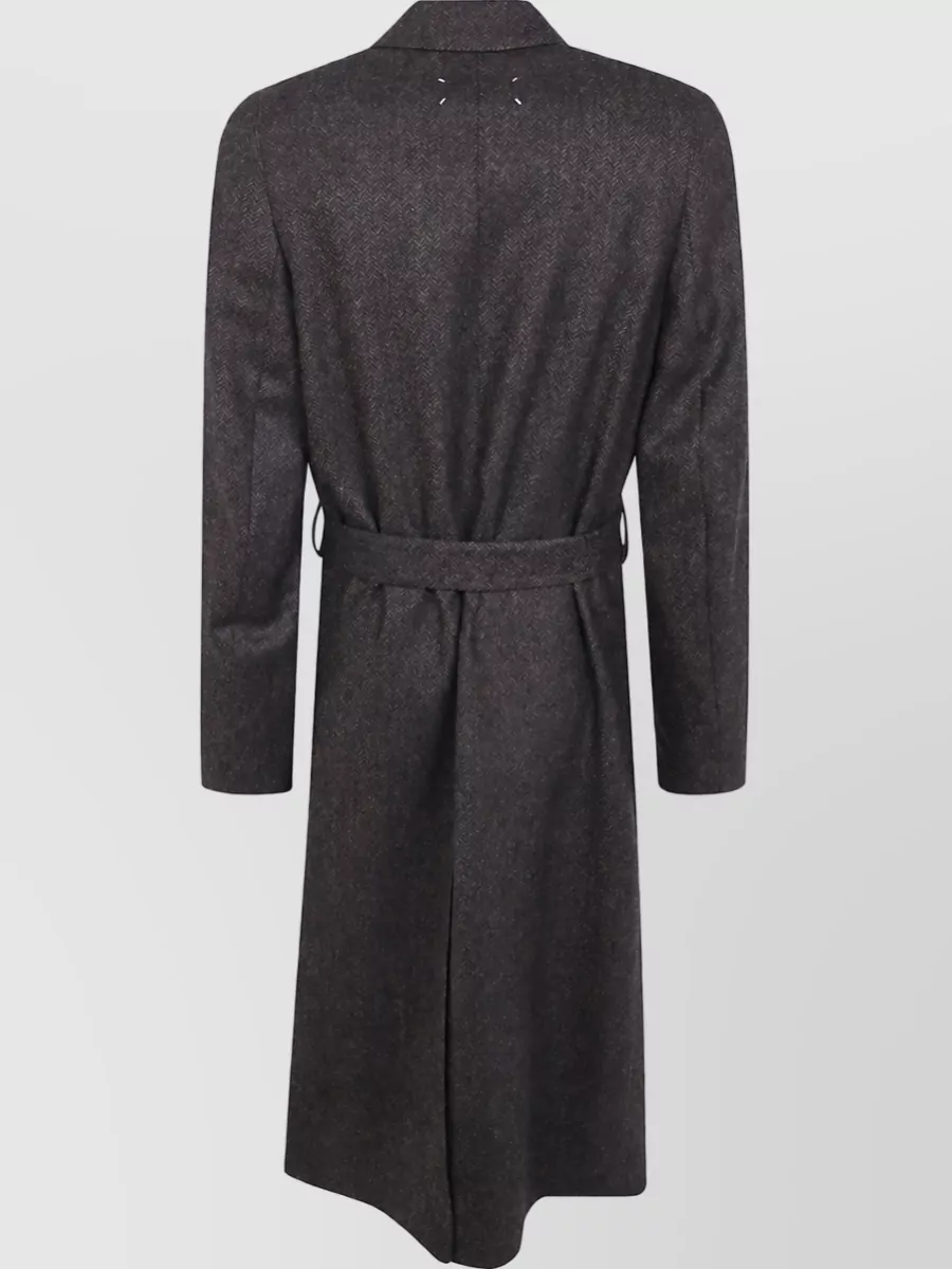 Maison Margiela Wool Herringbone Wrap Coat
