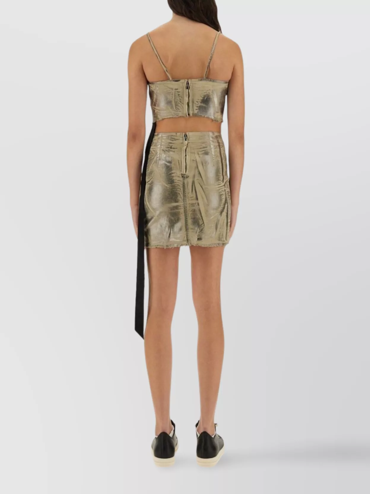 Rick Owens Drkshdw Drkshdw By Rick Owens Cropped Fitted Top With Subtle Sheen In Neutral