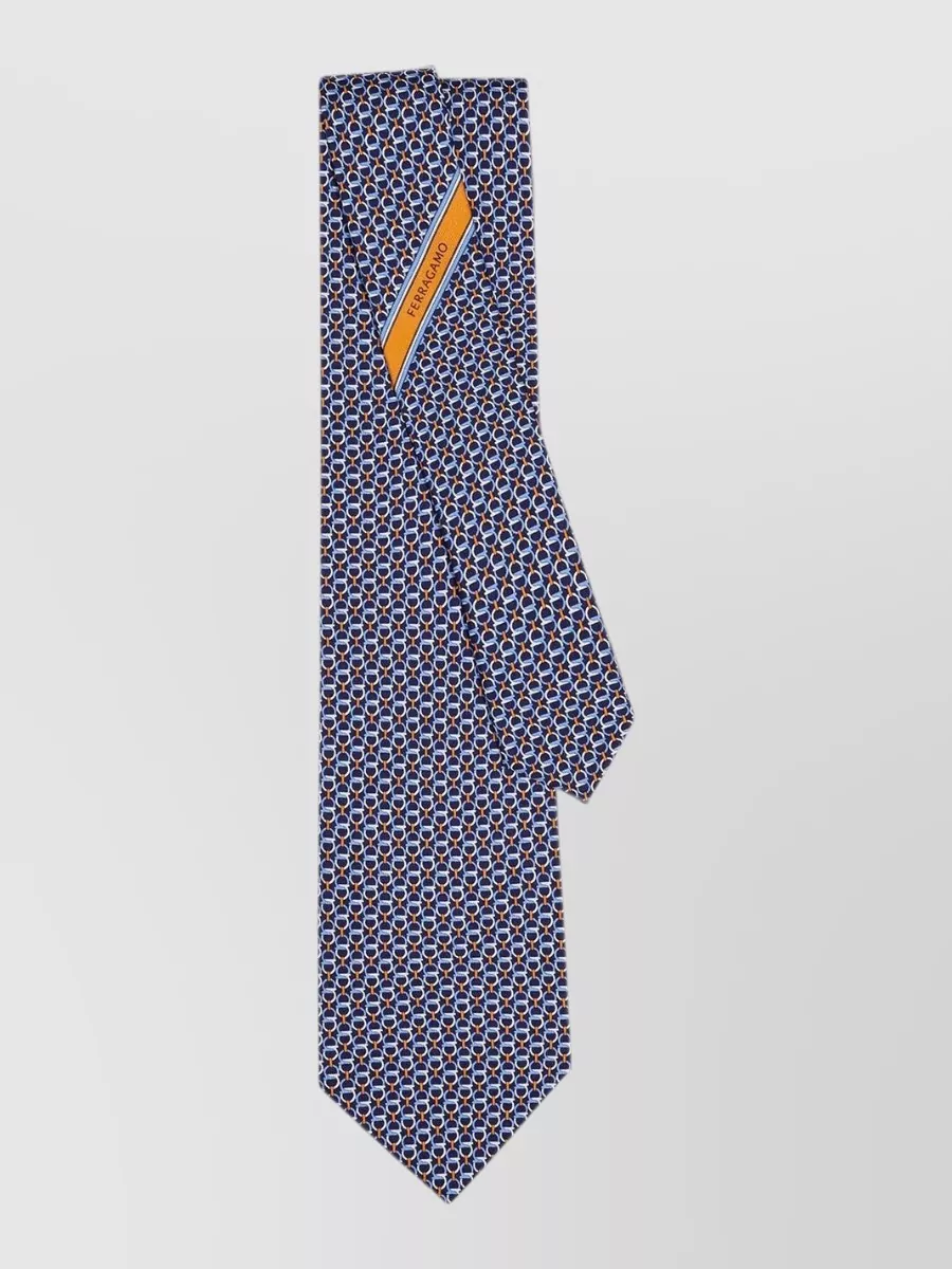 Ferragamo Gancini-Print Silk Tie