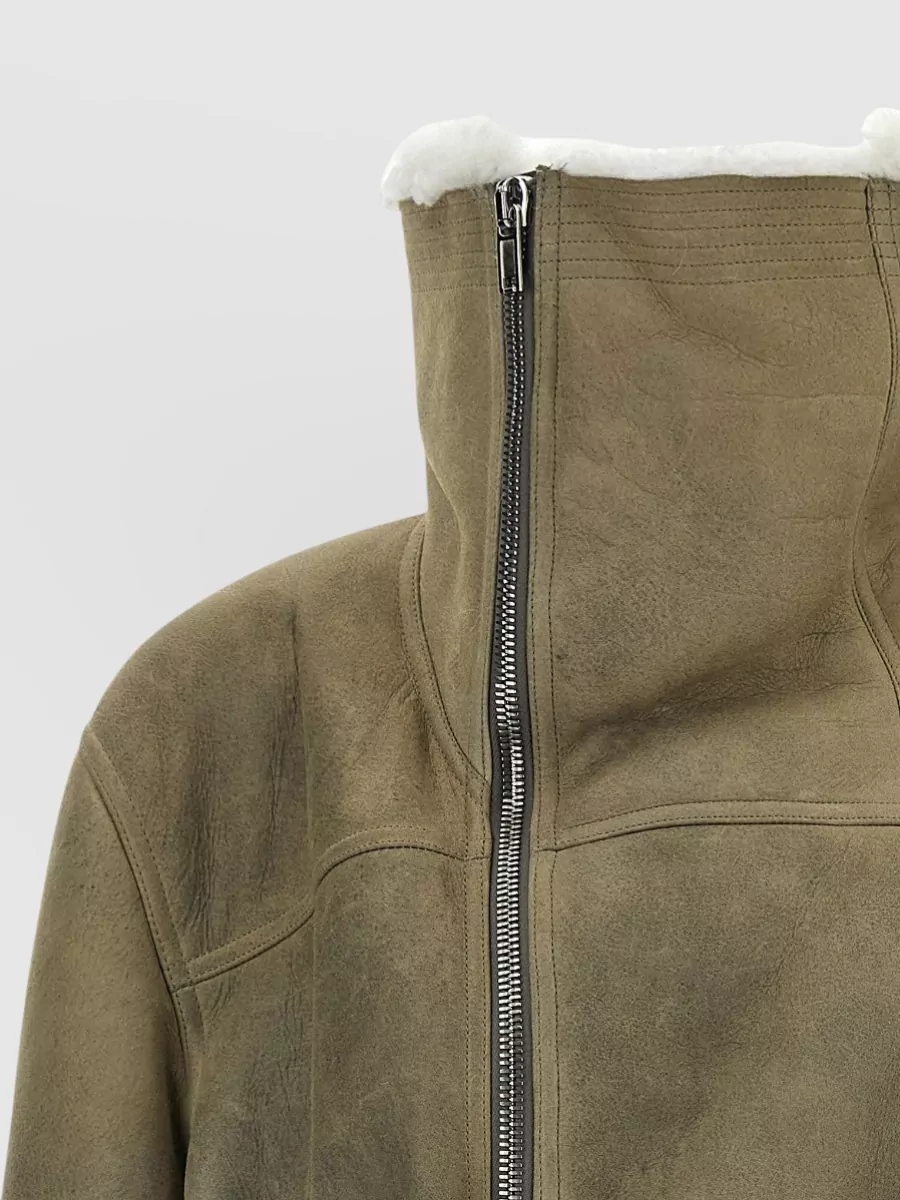 Rick Owens Shearling Cropped Flight Jacket