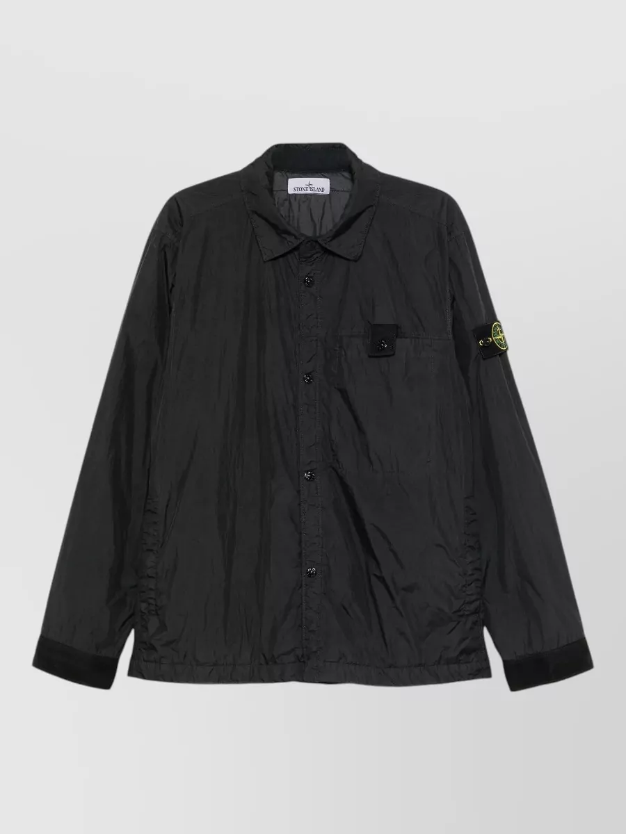 Stone Island crinkled nylon single breasted coat