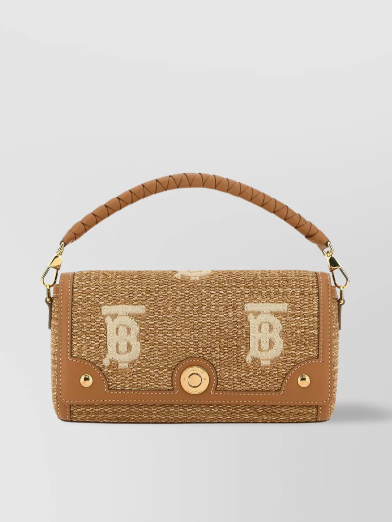 Burberry Raffia Cross-body Bag Leather Accents In Brown