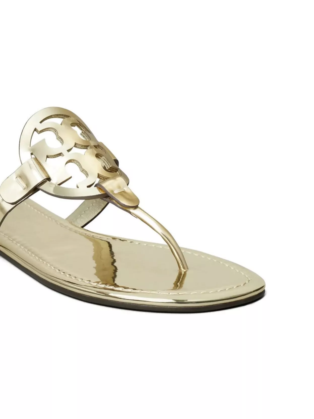 Tory Burch Gold Sandals With Flat Sole And Metallic Finish