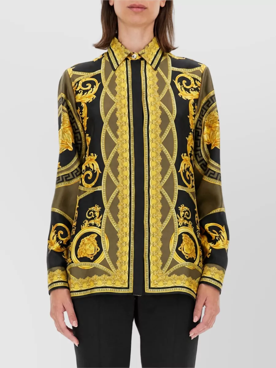 Versace Baroque Print Shirt Tailored Collar Buttoned Cuffs