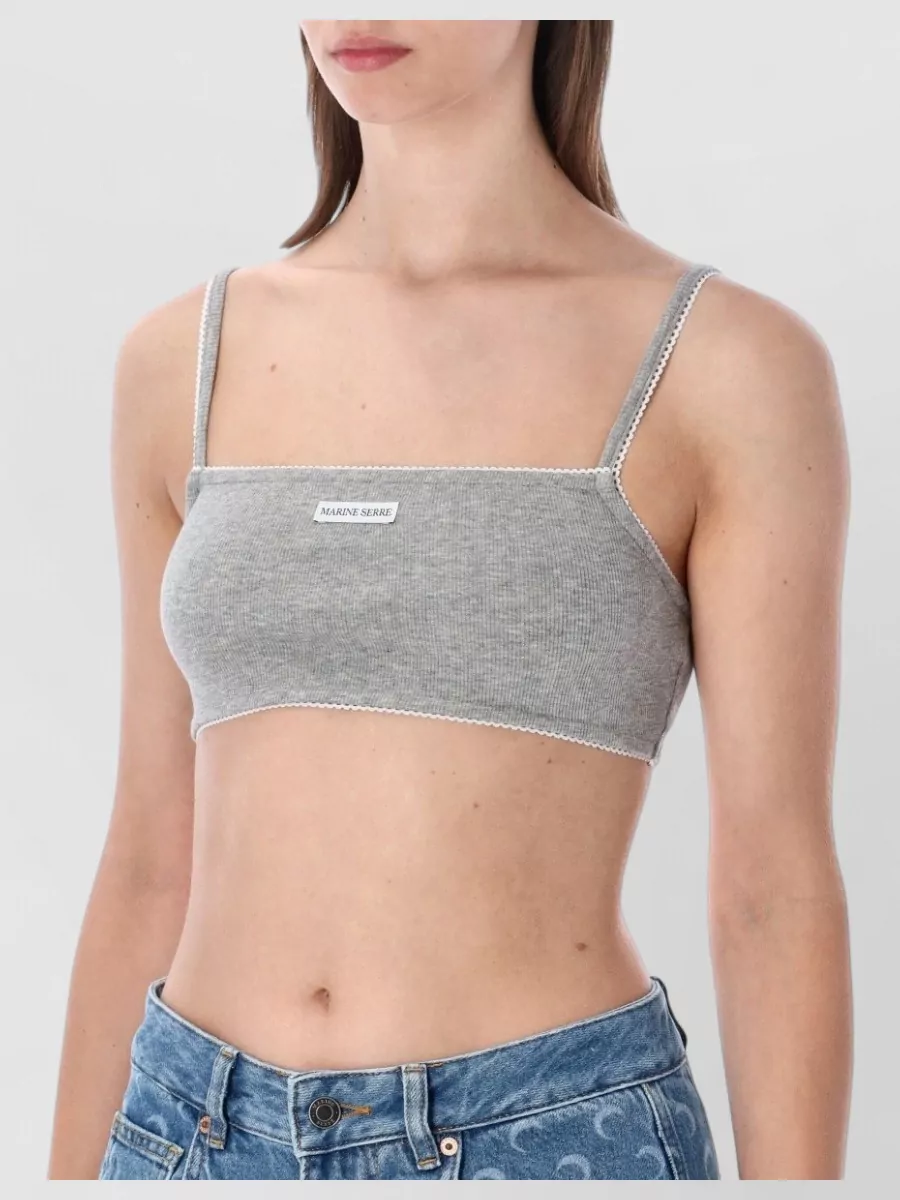 Marine Serre Ribbed Fine Strap Bralette