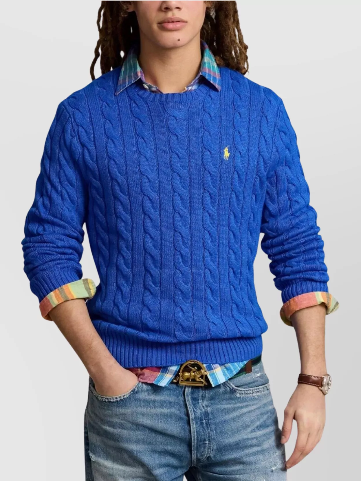 Polo Ralph Lauren Modern Cable-Knit Cotton Sweater With Ribbed Accents