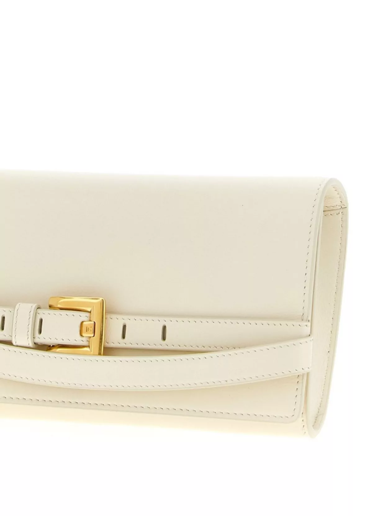Balmain Chain Strap Wallet Gold-tone Hardware In White