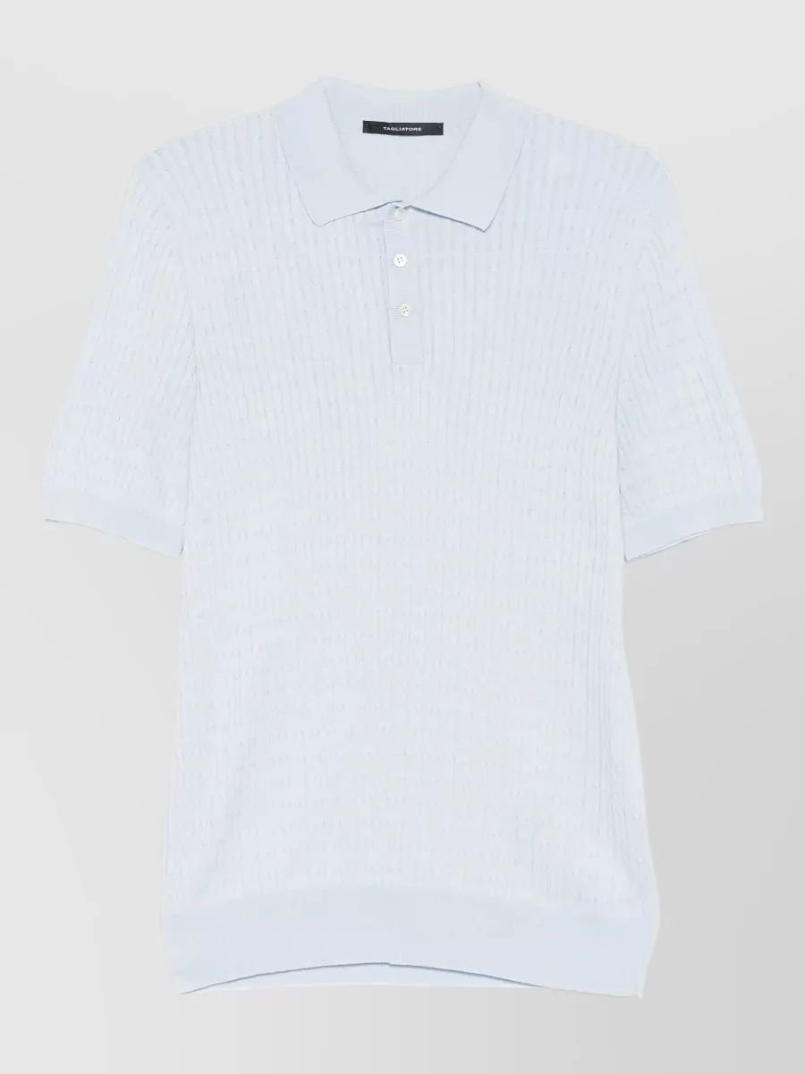 Tagliatore Cable-knit cotton polo shirt
