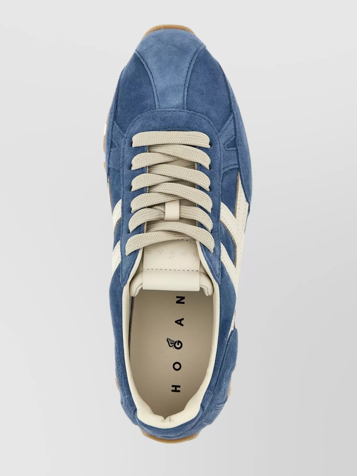 Hogan Striped Sneakers With Rubber Sole And Suede In Blue