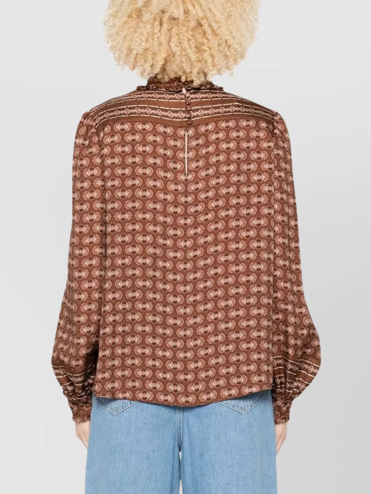 Valentino Silk Blouse With Voyage Imaginaire Print In Brown