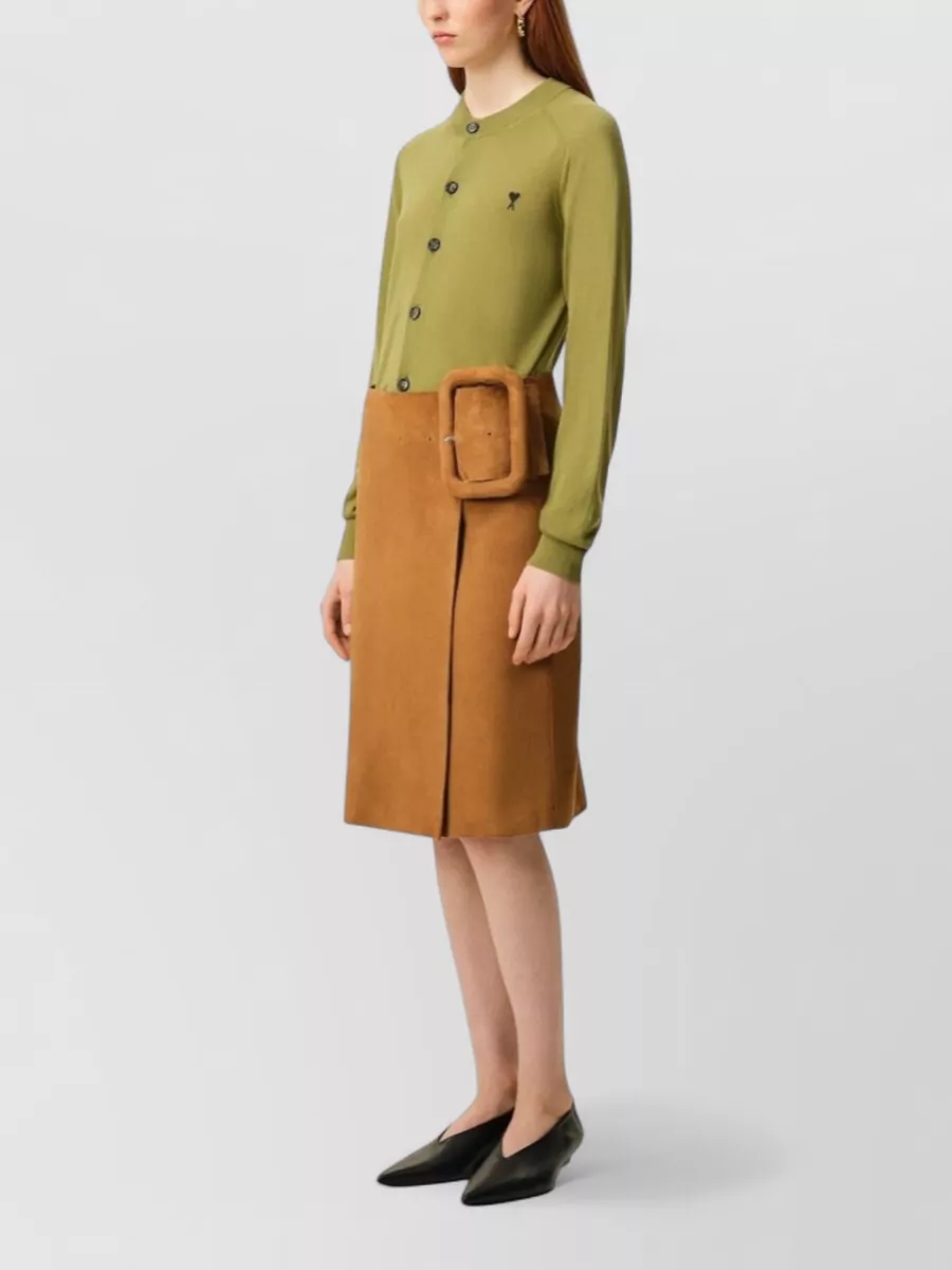 Ami Paris Wool Round Neck Cardigan